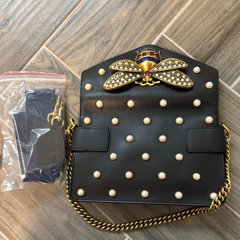 Gucci Black and Gold Clutch with Pearl Accents - Picture 4 of 4